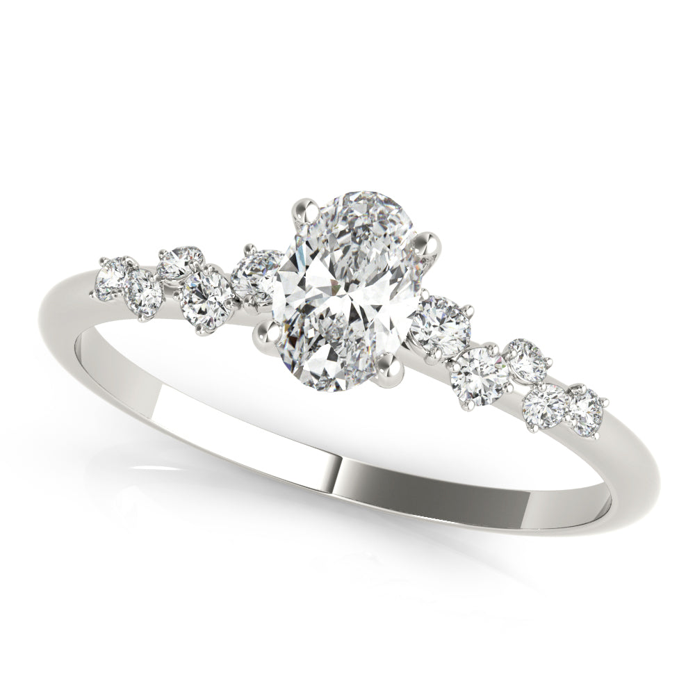 Elegant 14kt White Gold Oval Semi-Mount Diamond Ring