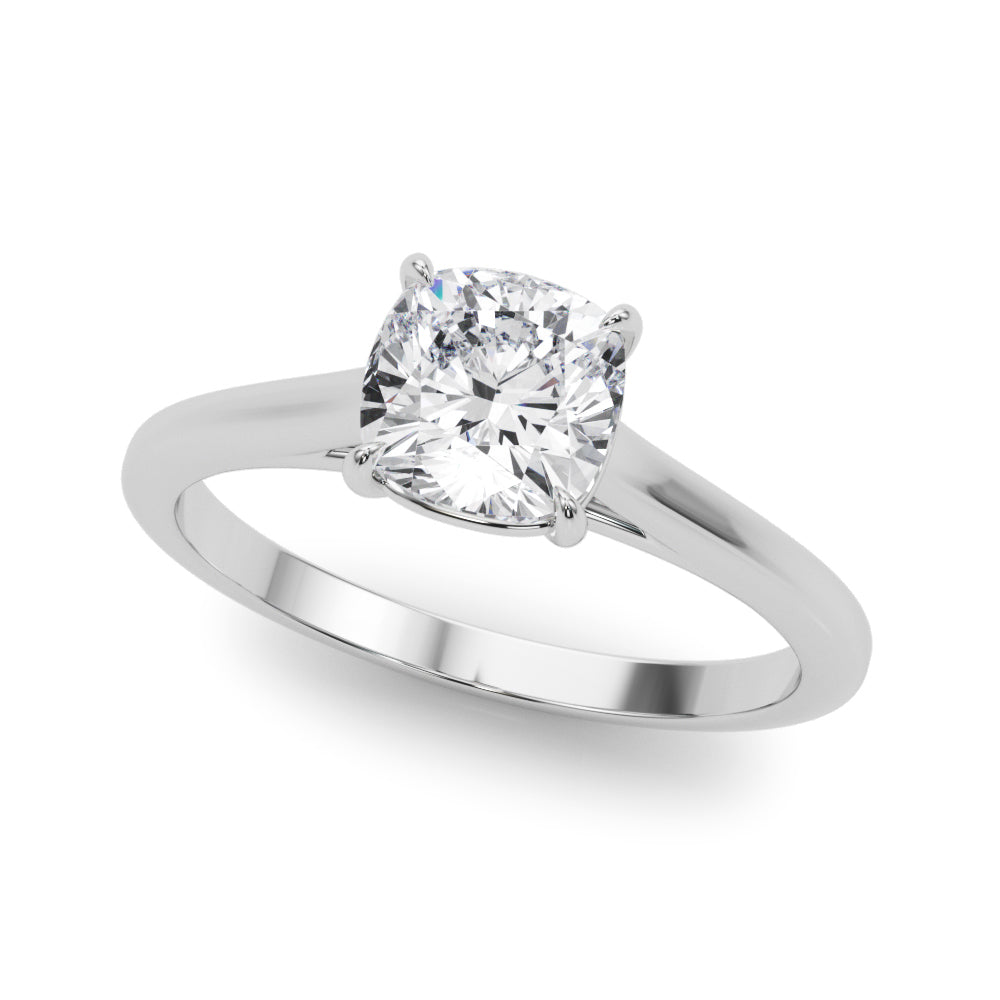Elegant 14kt White Gold Solitaire Cushion Engagement Ring Setting - Style