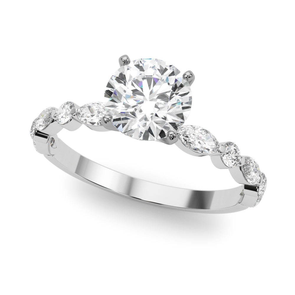 Elegant 14kt White Gold Marquise & Round Diamond Semi-Mount Engagement Ring (1/2 ct tw)