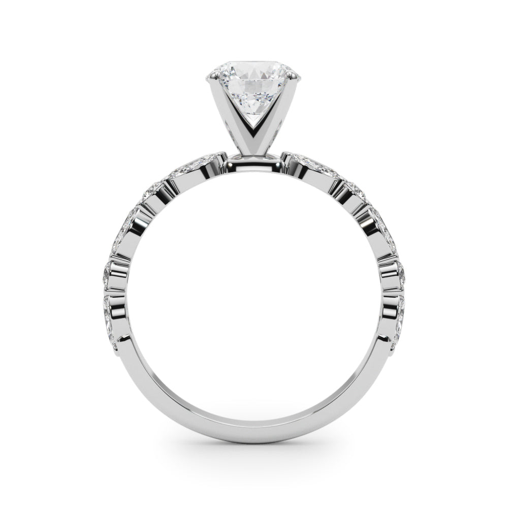 Elegant 14kt White Gold Marquise & Round Diamond Semi-Mount Engagement Ring (1/2 ct tw)