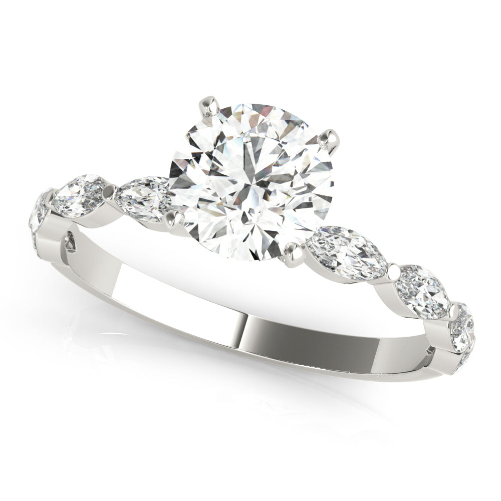 Elegant 14kt White Gold Marquise Semi-Mount Diamond Engagement Ring Setting (1/2 ct tw)