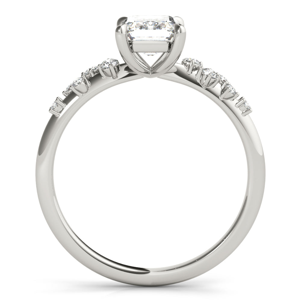 Stunning 14K White Gold Emerald Cut Engagement Ring Semi-Mount - 1/3 ct tw Center Stone Setting