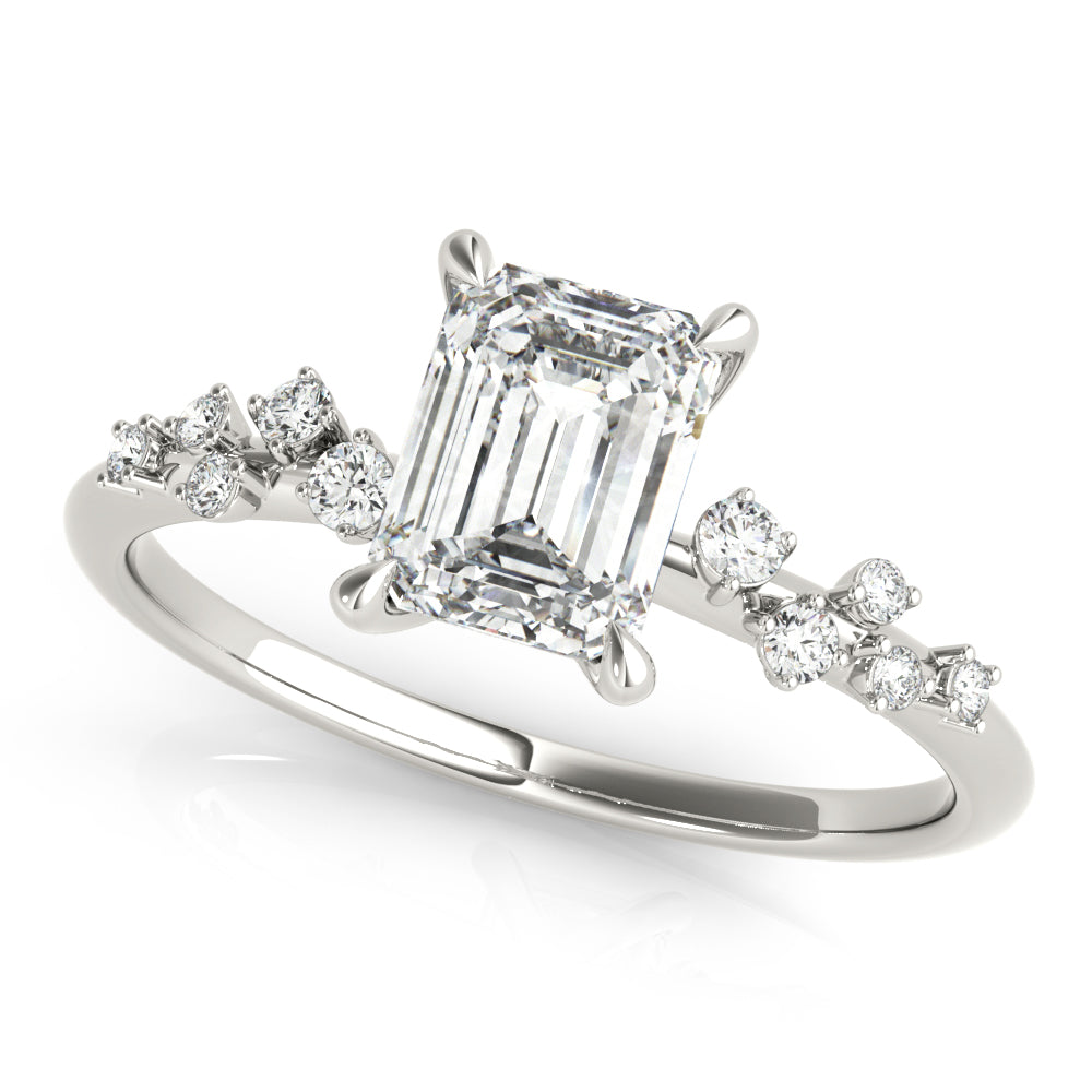 Stunning 14K White Gold Emerald Cut Engagement Ring Semi-Mount - 1/3 ct tw Center Stone Setting