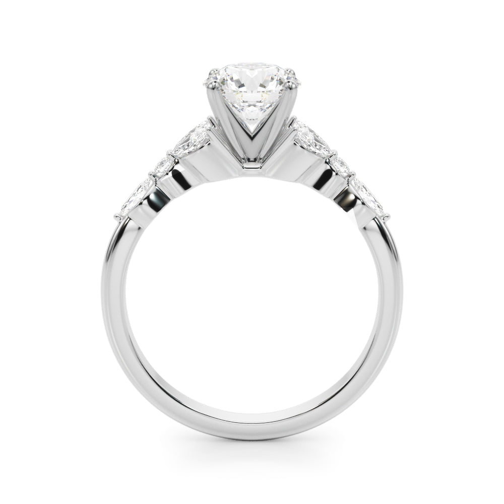Exquisite 14kt White Gold Marquise and Round Diamond Engagement Ring - 3/8 ct TW SI1-SI2, G-H
