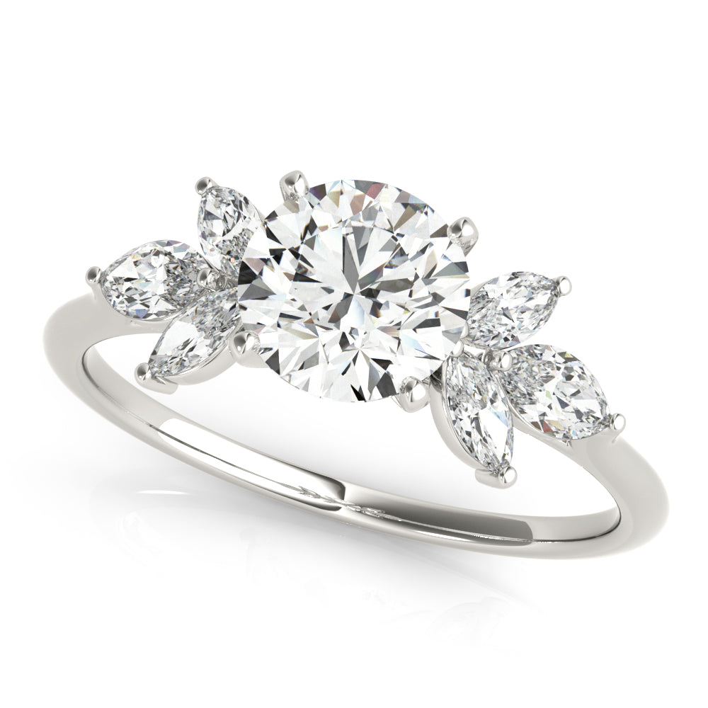 Exquisite Marquise Cut Engagement Ring with Side Accents in 14kt White Gold
