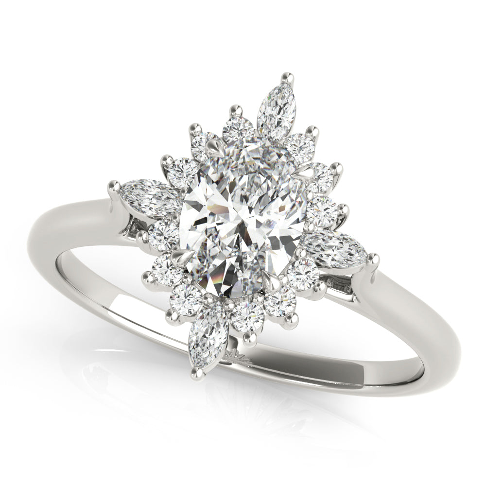 Elegant 14kt White Gold Oval Semi-Mount Fashion Ring - Customizable Center Stone