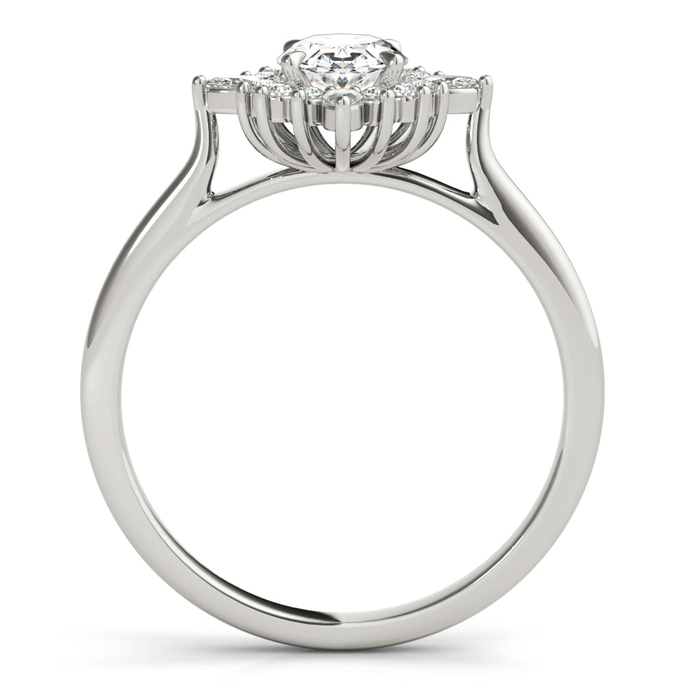 Elegant 14kt White Gold Oval Semi-Mount Fashion Ring - Customizable Center Stone