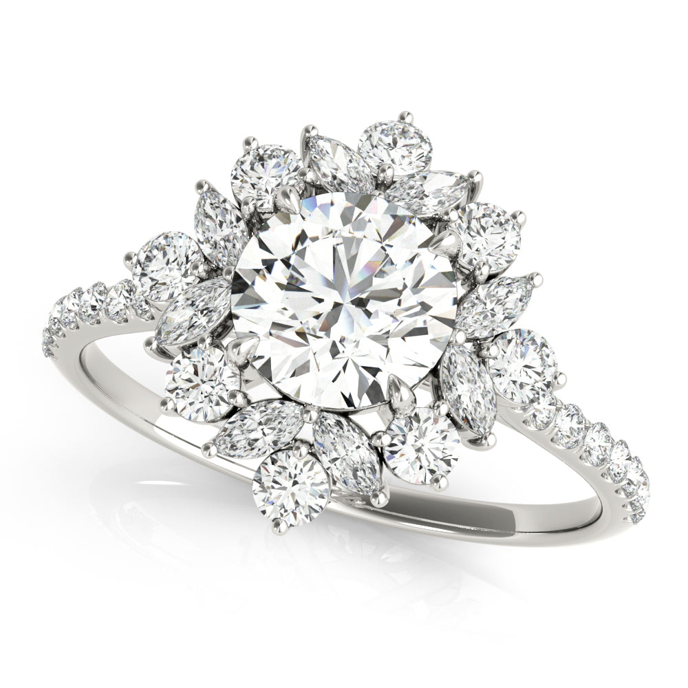 Elegant 14kt White Gold Round Cut Solitaire Engagement Ring Setting - 3/4 ct TW SI2, H-I