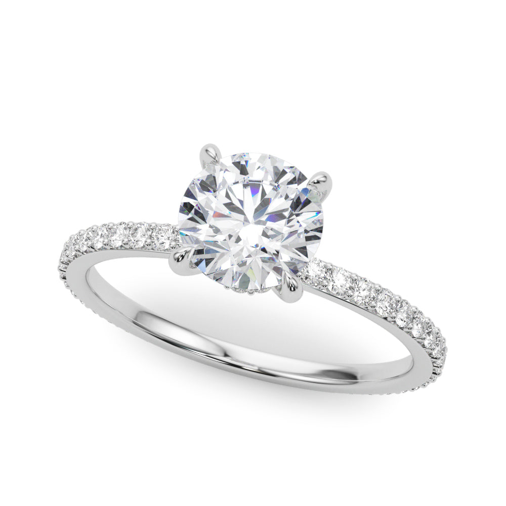 Stunning 1 CT Round Hidden Halo Engagement Ring in 14kt White Gold - Style # 85292-1