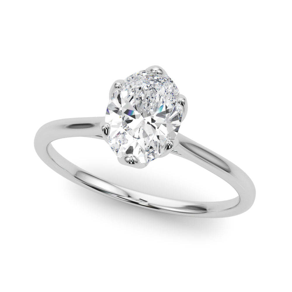 Elegant Solitaire Oval Engagement Ring Setting - 1 ct tw, 14kt White Gold