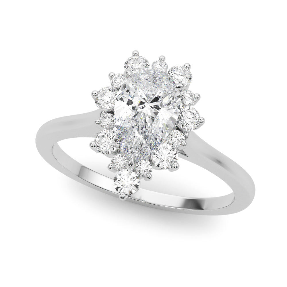 Elegant 14kt White Gold Pear Shape Semi-Mount Fashion Ring - Style