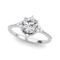 14k White Gold 1 Carat Round Solitaire Engagement Ring Setting (Style