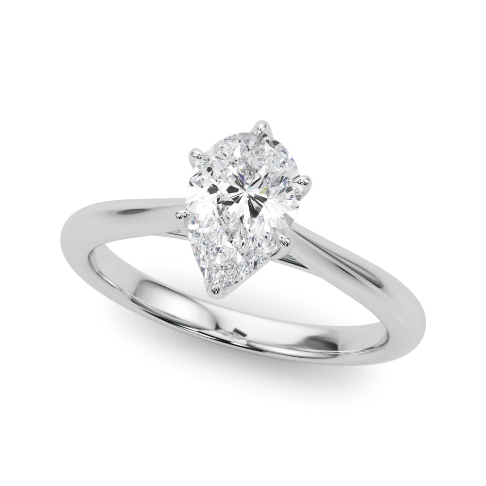 Elegant 6x4mm Pear Shape Solitaire Mounting - 14kt White Gold