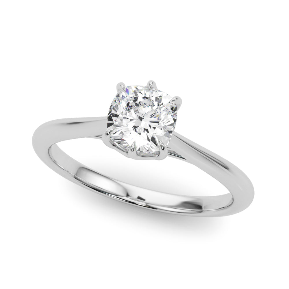 Exquisite 14k White Gold Solitaire Cushion Cut Engagement Ring Setting - 3.8mm Wide
