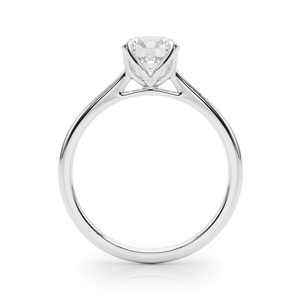 Elegant 14kt White Gold Solitaire Round Engagement Ring Setting - Customizable Center Stone