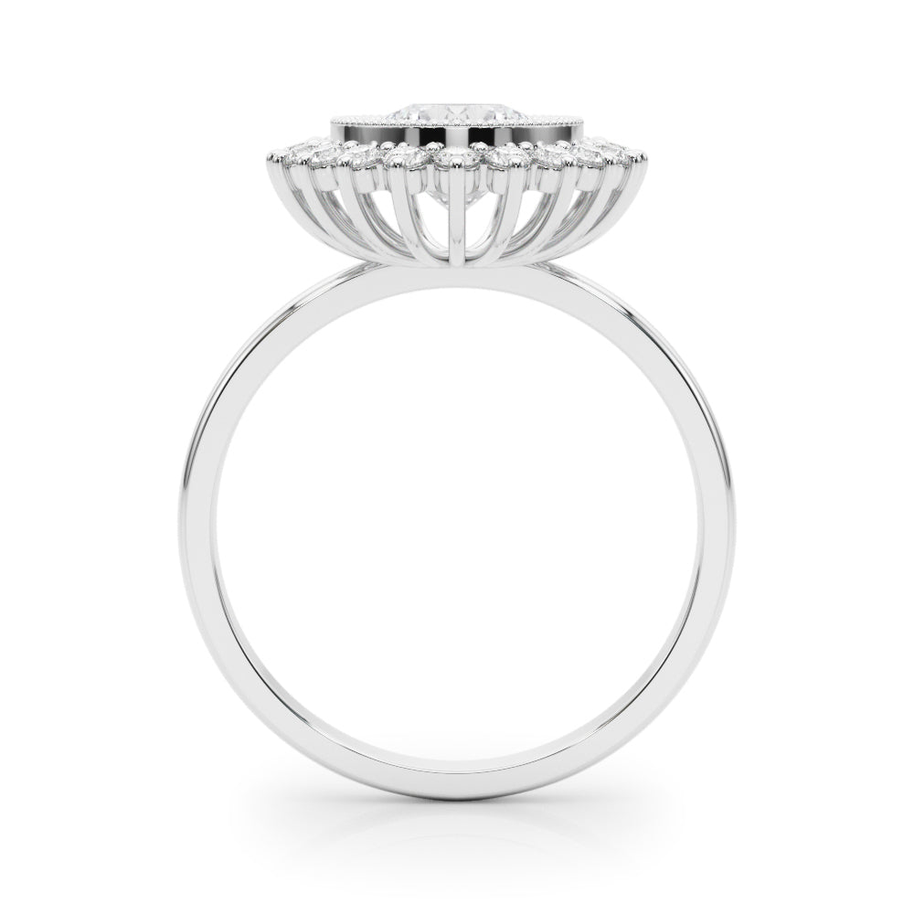 Exquisite 3/4 CT Round Center Engagement Ring in 14kt White Gold