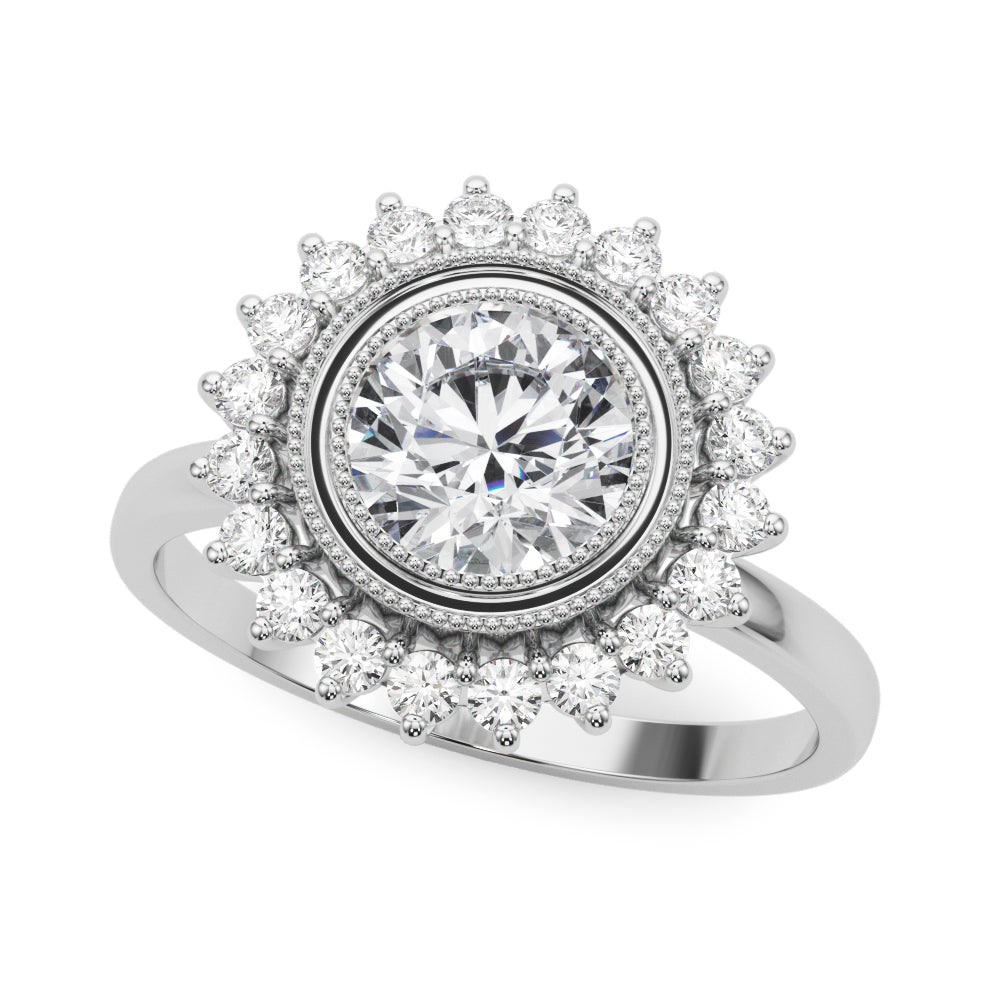Exquisite 3/4 CT Round Center Engagement Ring in 14kt White Gold