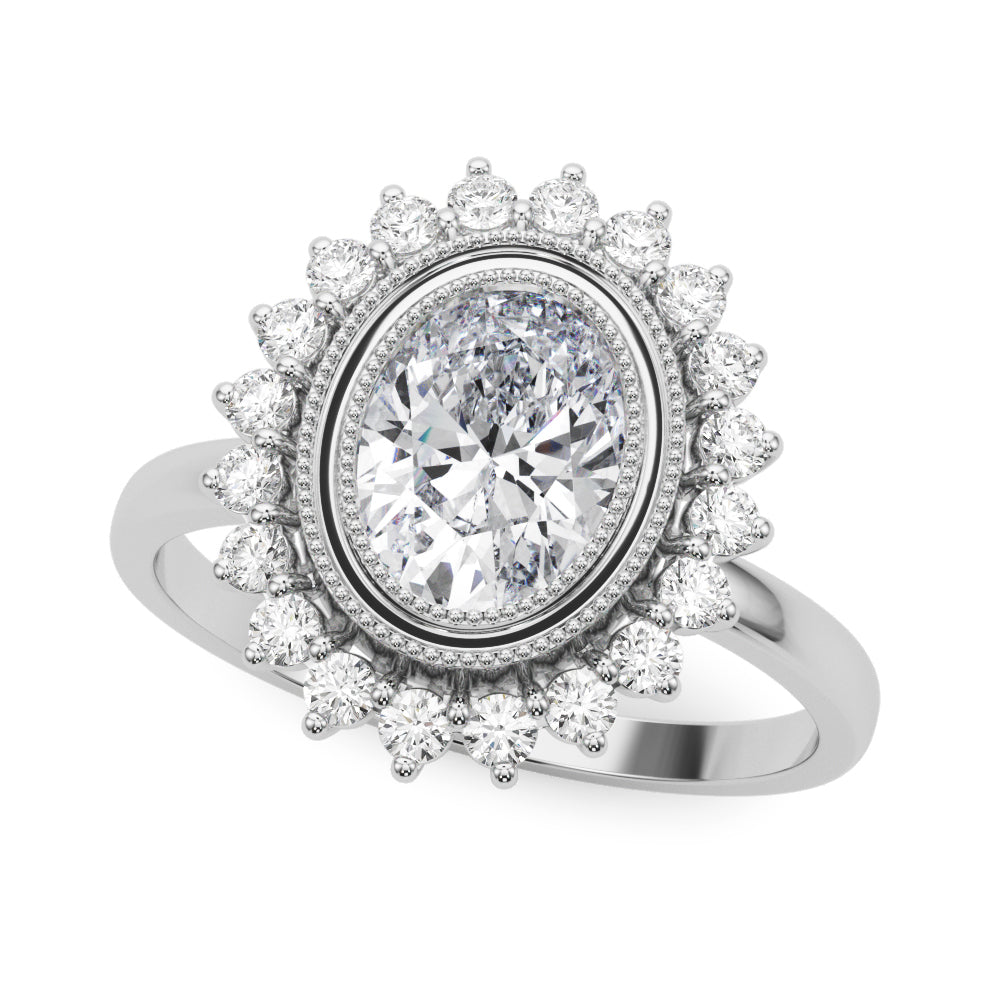 Exquisite 14kt White Gold Oval Engagement Ring Setting - 3/8 ct tw SI1-H Diamonds