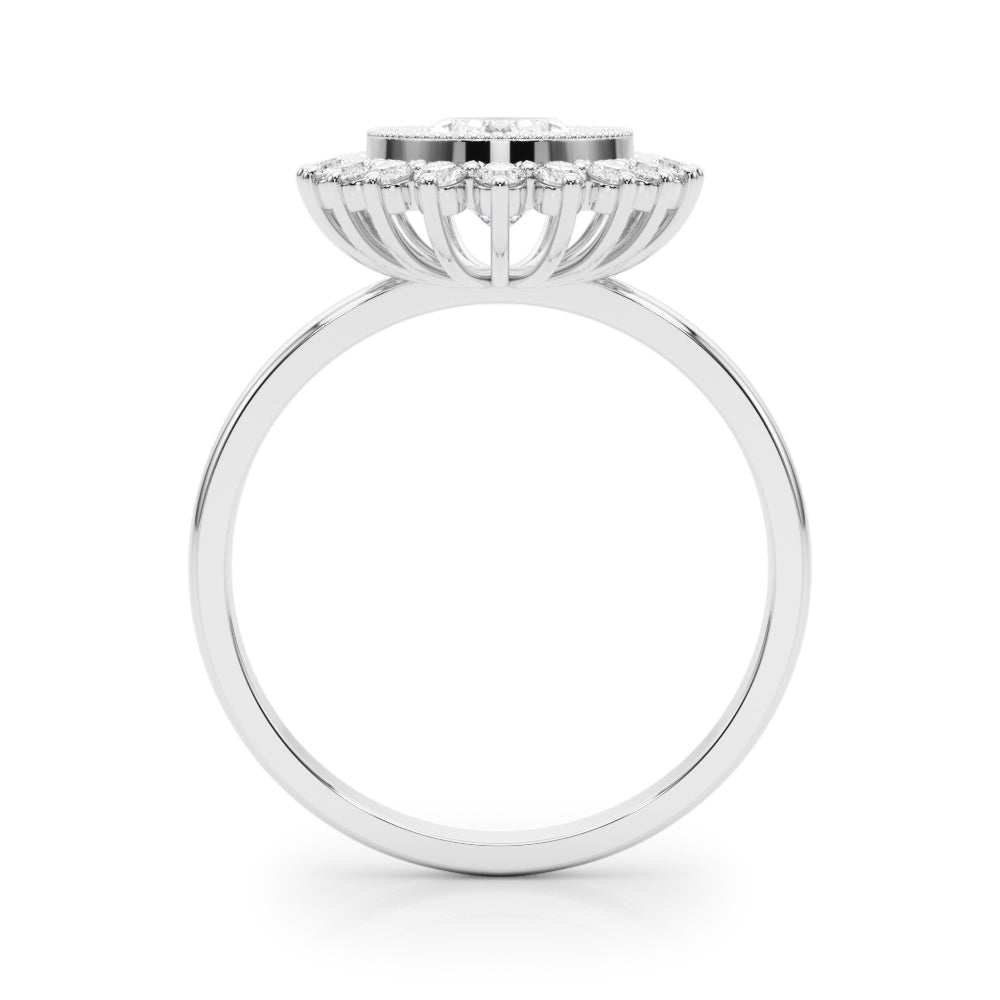 Exquisite 14kt White Gold Oval Engagement Ring Setting - 3/8 ct tw SI1-H Diamonds