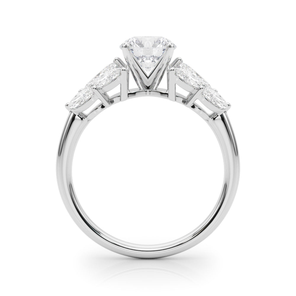 Elegant 14kt White Gold MQ Side Stones Engagement Ring with 1 1/5 ct tw Diamonds