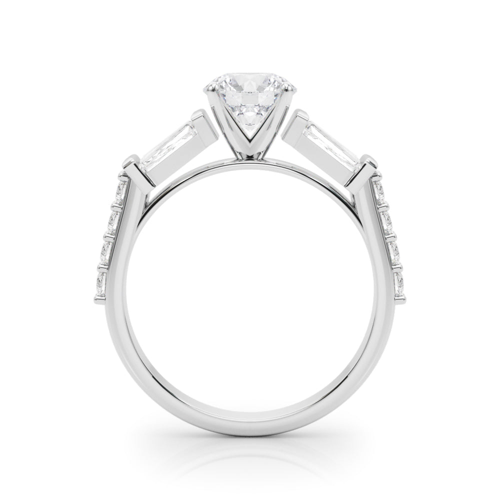 Stunning SB & RD Engagement Ring in 14kt White Gold with 7/8 ct tw SI1-SI2, G-H Diamonds