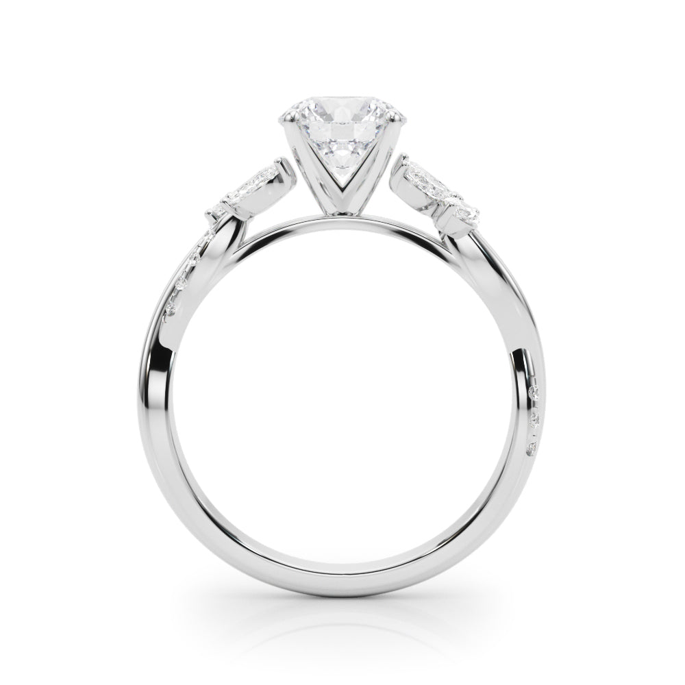 Exquisite 14kt White Gold Twisted Shank Engagement Ring with 3/8 ct TW Diamond Halo
