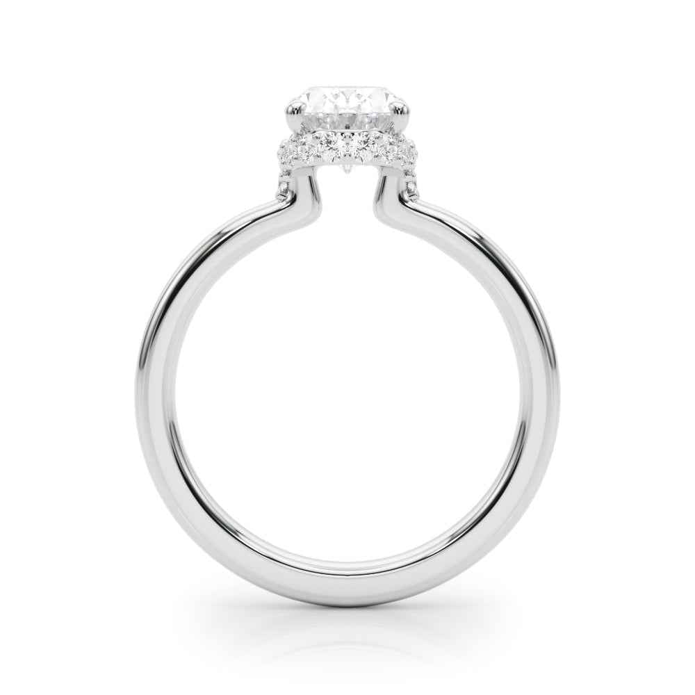 Elegant Hidden Halo Oval Center Diamond Engagement Ring Setting