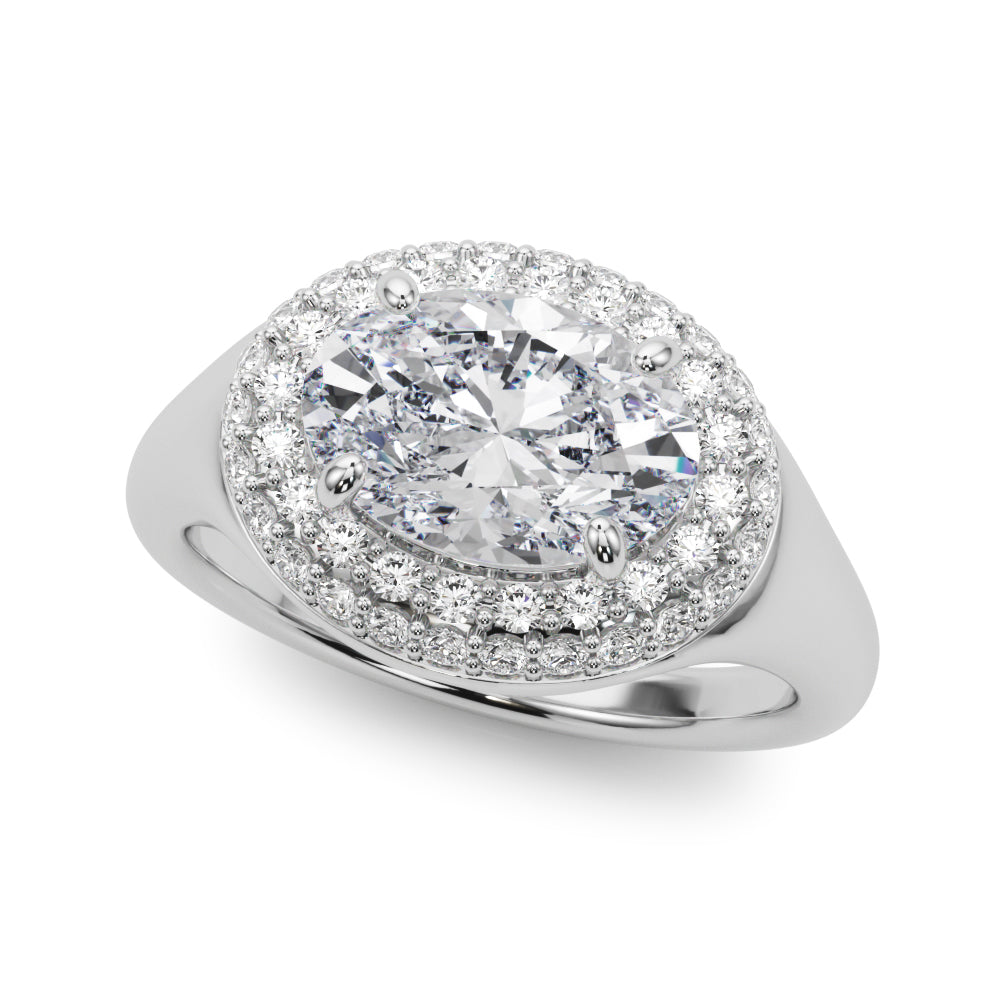 Exquisite 14kt Yellow Gold Oval Trellis Engagement Ring Setting - Semi-Mount with 3/8 ct tw Diamonds