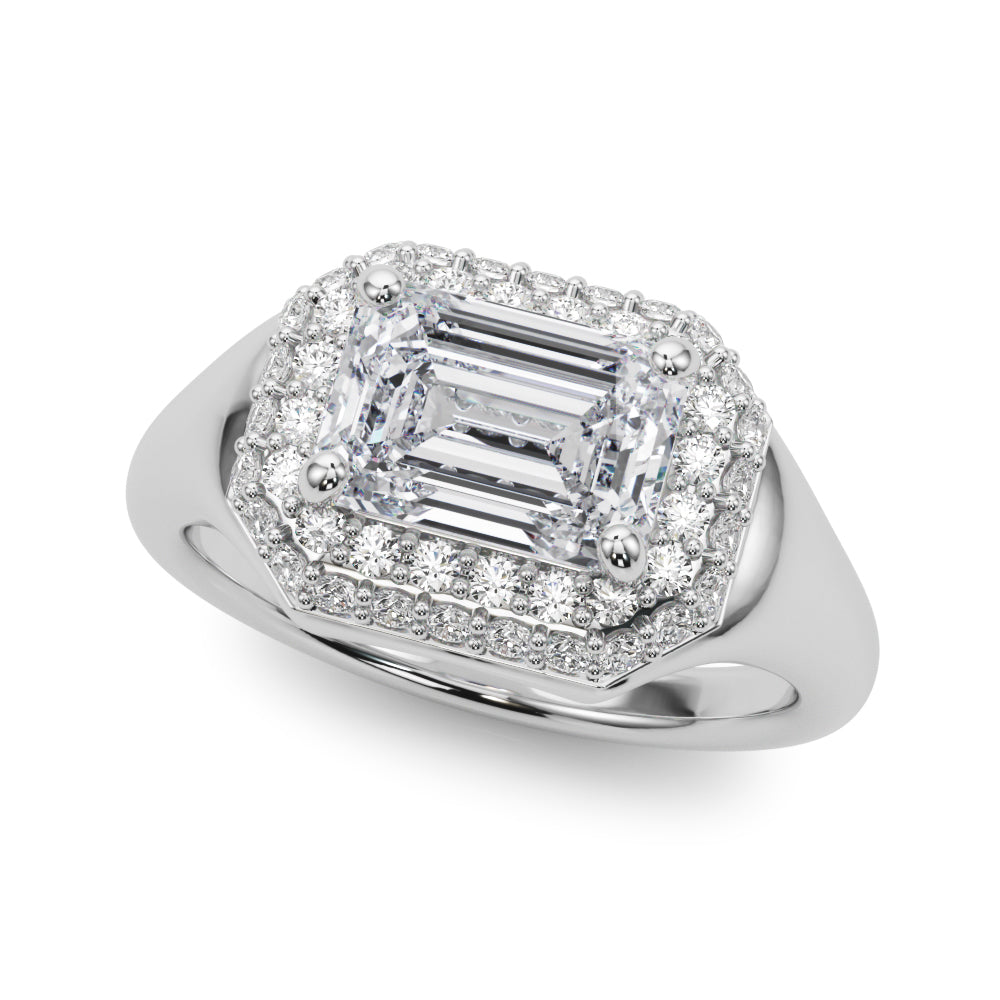 14kt Yellow Gold Emerald Cut Engagement Ring Setting - Trellis Style (6.5x5 MM Center)