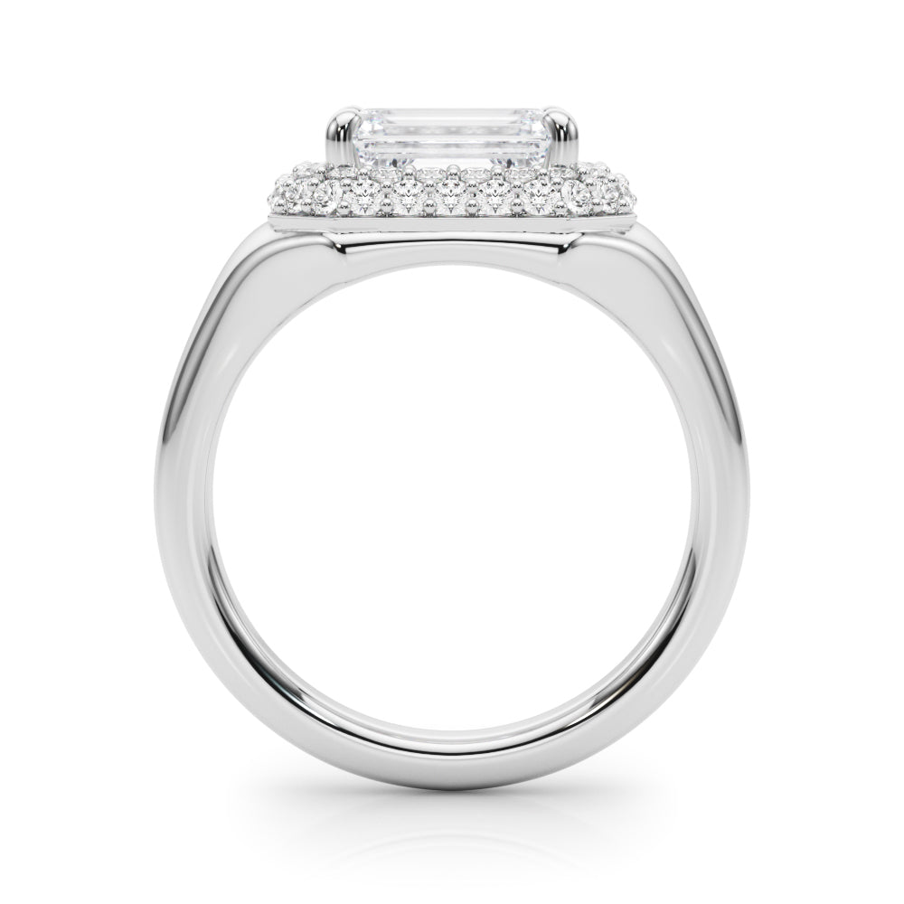 14kt Yellow Gold Emerald Cut Engagement Ring Setting - Trellis Style (6.5x5 MM Center)