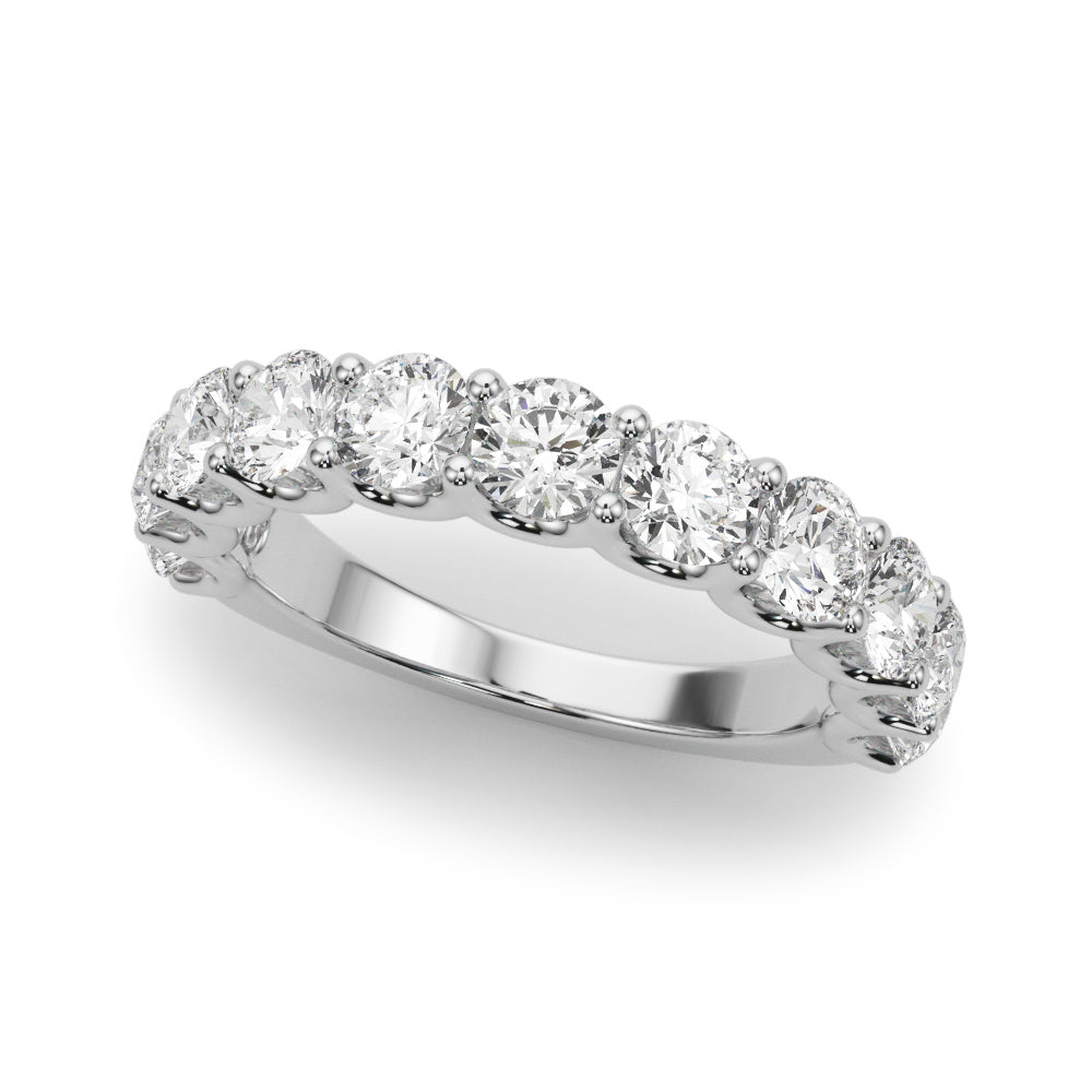 11 Stone Shared Prong Diamond Band - 1 CTW SI1-SI2 G-H 14kt White Gold