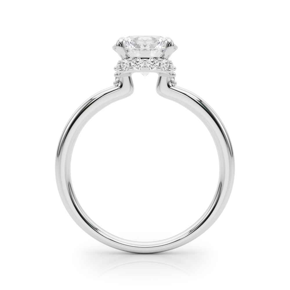 Elegant 14k Yellow Gold Hidden Halo Round Solitaire Engagement Ring Setting - 1/2 Carat Center
