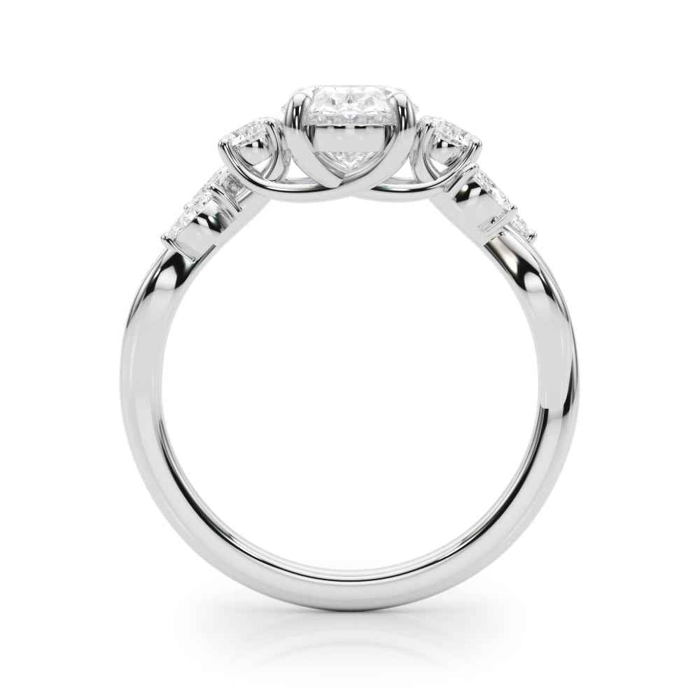 Elegant 14k Yellow Gold Split Shank Oval Center Ring Semi-Mount - 1 ct TW Diamond Accent