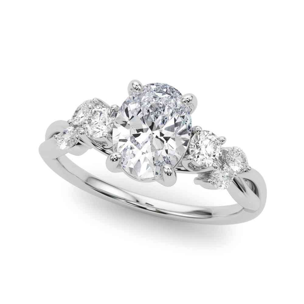 Elegant 14k Yellow Gold Split Shank Oval Center Ring Semi-Mount - 1 ct TW Diamond Accent