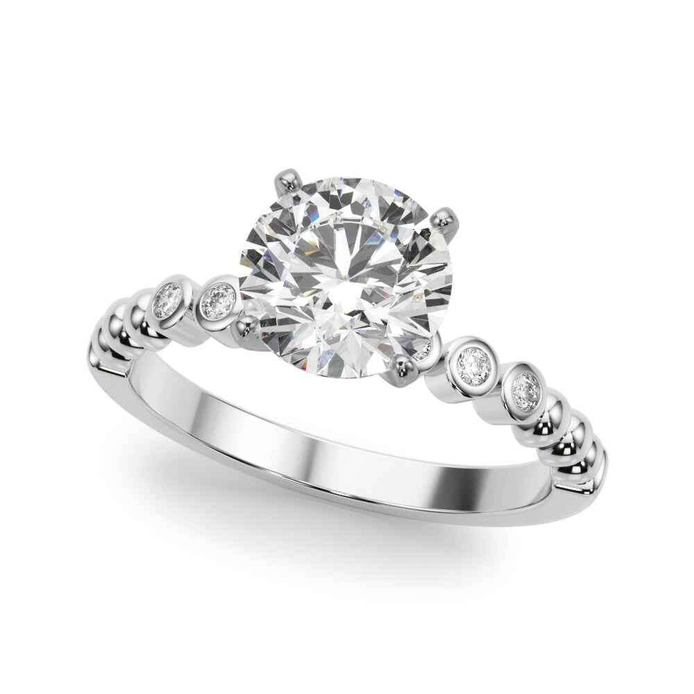 Elegant 14kt Yellow Gold Beaded Bezel Set Engagement Ring with 1/10 ct TDW Diamonds