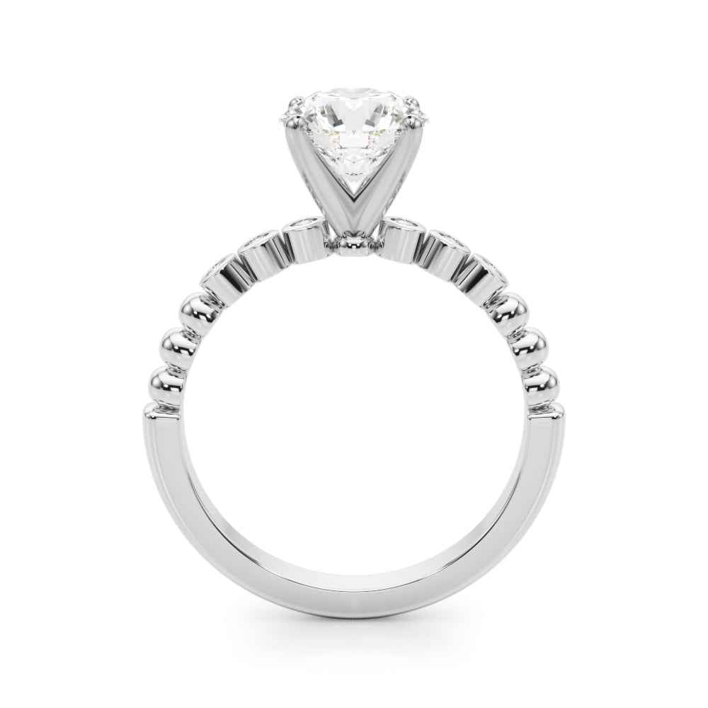 Elegant 14kt Yellow Gold Beaded Bezel Set Engagement Ring with 1/10 ct TDW Diamonds