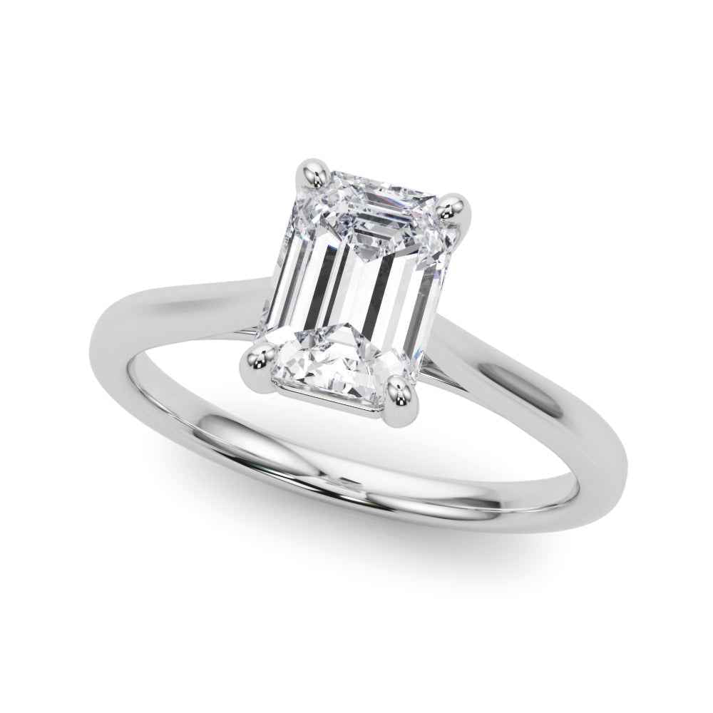 Exquisite Solitaire Emerald Engagement Ring - 4.5x3 MM Emerald Cut