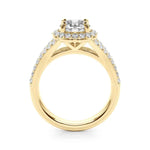 14k White Gold 1ct Round Halo Split Shank Semi-Mount Engagement Ring Setting (STYLE 