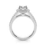 14k White Gold 1ct Round Halo Split Shank Semi-Mount Engagement Ring Setting (STYLE 