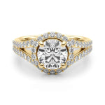 14k White Gold 1ct Round Halo Split Shank Semi-Mount Engagement Ring Setting (STYLE 