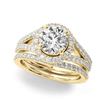 14k White Gold 1ct Round Halo Split Shank Semi-Mount Engagement Ring Setting (STYLE 