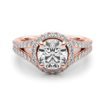 14k White Gold 1ct Round Halo Split Shank Semi-Mount Engagement Ring Setting (STYLE 
