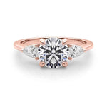 14k White Gold 3 Stone Round Cut Engagement Ring Setting - 3/8 ct tw SI1-GH