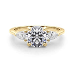 14k White Gold 3 Stone Round Cut Engagement Ring Setting - 3/8 ct tw SI1-GH