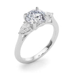 14k White Gold 3 Stone Round Cut Engagement Ring Setting - 3/8 ct tw SI1-GH