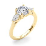 14k White Gold 3 Stone Round Cut Engagement Ring Setting - 3/8 ct tw SI1-GH