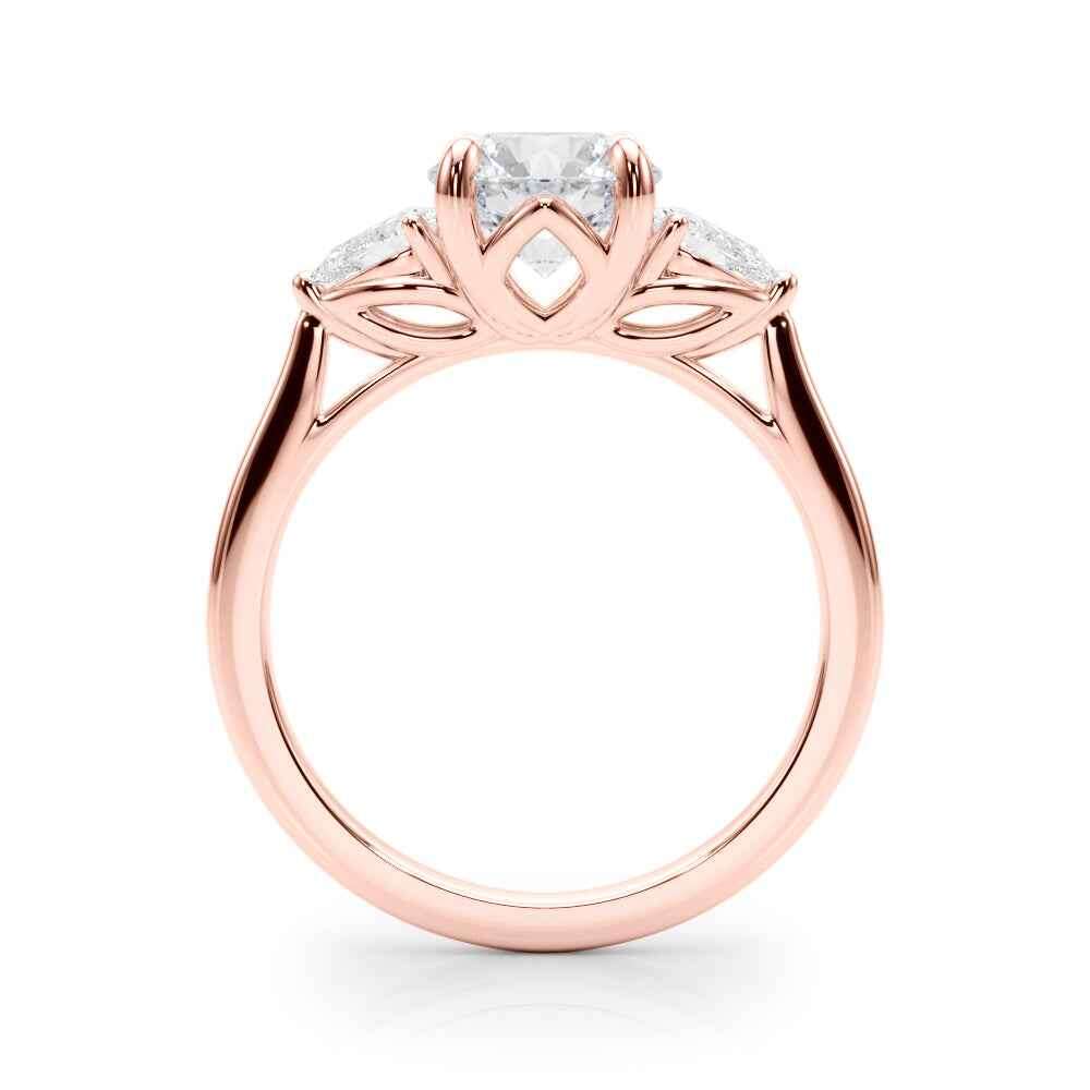 14k White Gold 3 Stone Round Cut Engagement Ring Setting - 3/8 ct tw SI1-GH