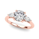 14k White Gold 3 Stone Round Cut Engagement Ring Setting - 3/8 ct tw SI1-GH
