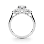 14k White Gold 3 Stone Round Cut Engagement Ring Setting - 3/8 ct tw SI1-GH