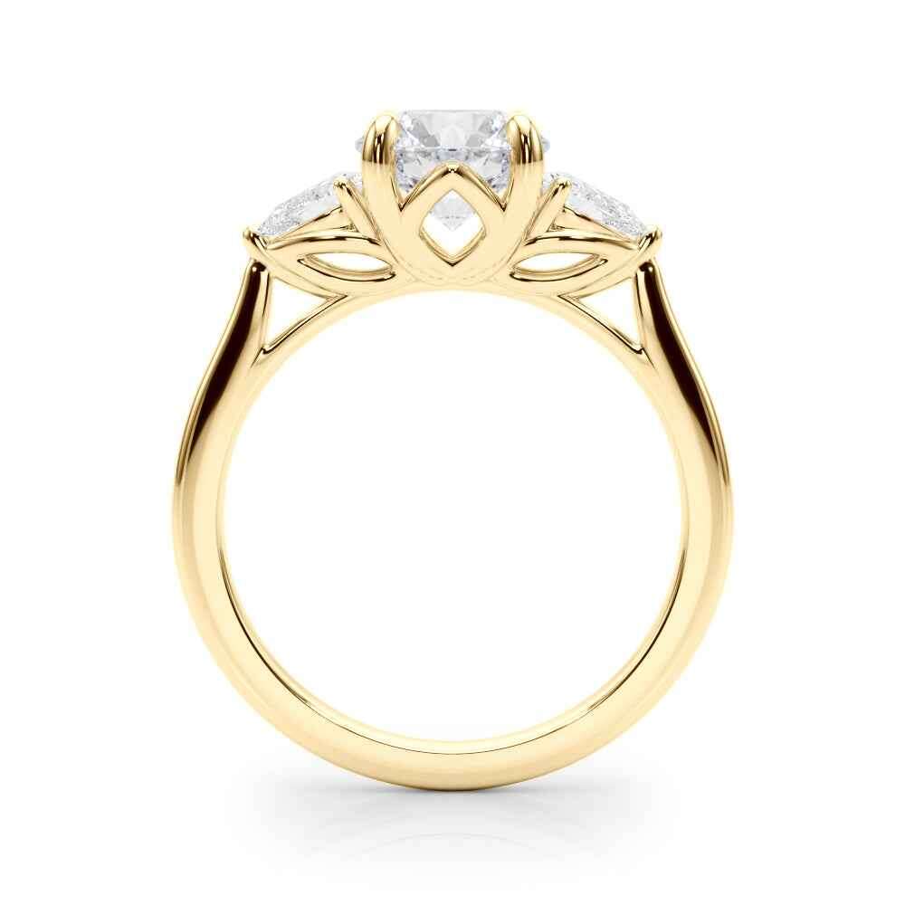 14k White Gold 3 Stone Round Cut Engagement Ring Setting - 3/8 ct tw SI1-GH